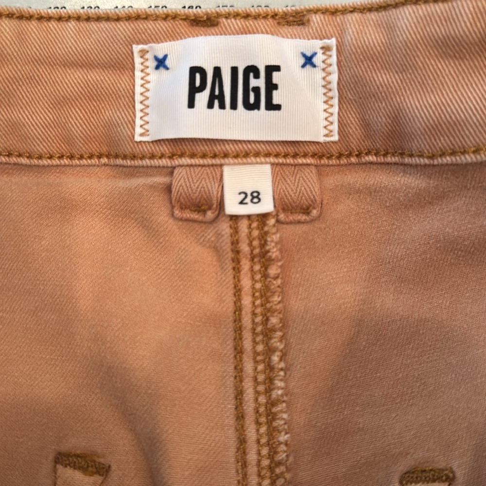 PAIGE Anessa Wide Leg Cropped Jeans Size 28 Tan - Picture 3 of 16